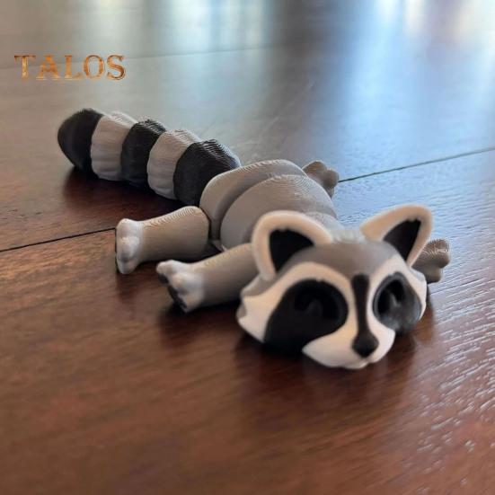 3D-gedrucktes Waschbär-Ornament, flexibles, bewegliches Waschbär-Spielzeug, Mini-Waschbär in der Mülltonne, für Tiersammler, Kindergeschenk