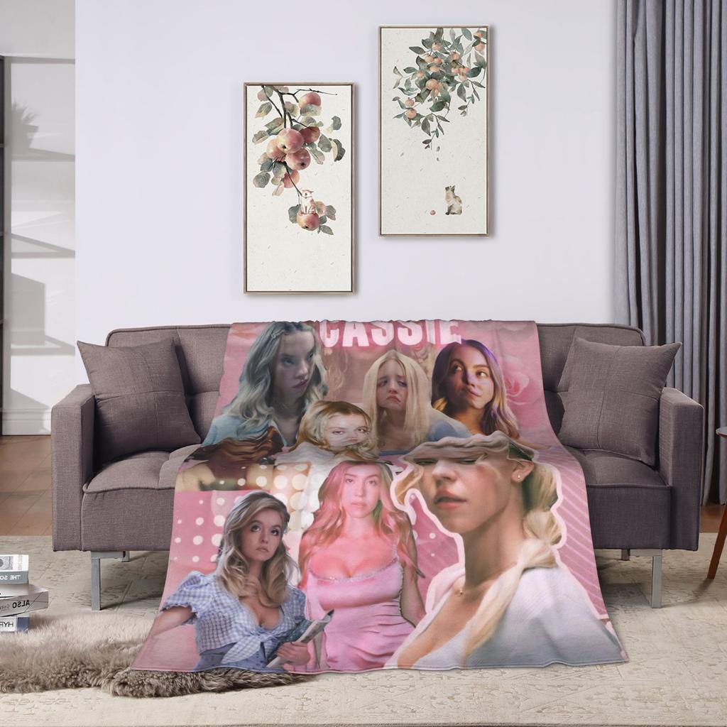 sydney sweeney Flannel Blanket  Super Soft Bedding Throws for Bedroom Picnic Novelty Bedspread Sofa Bed Cover