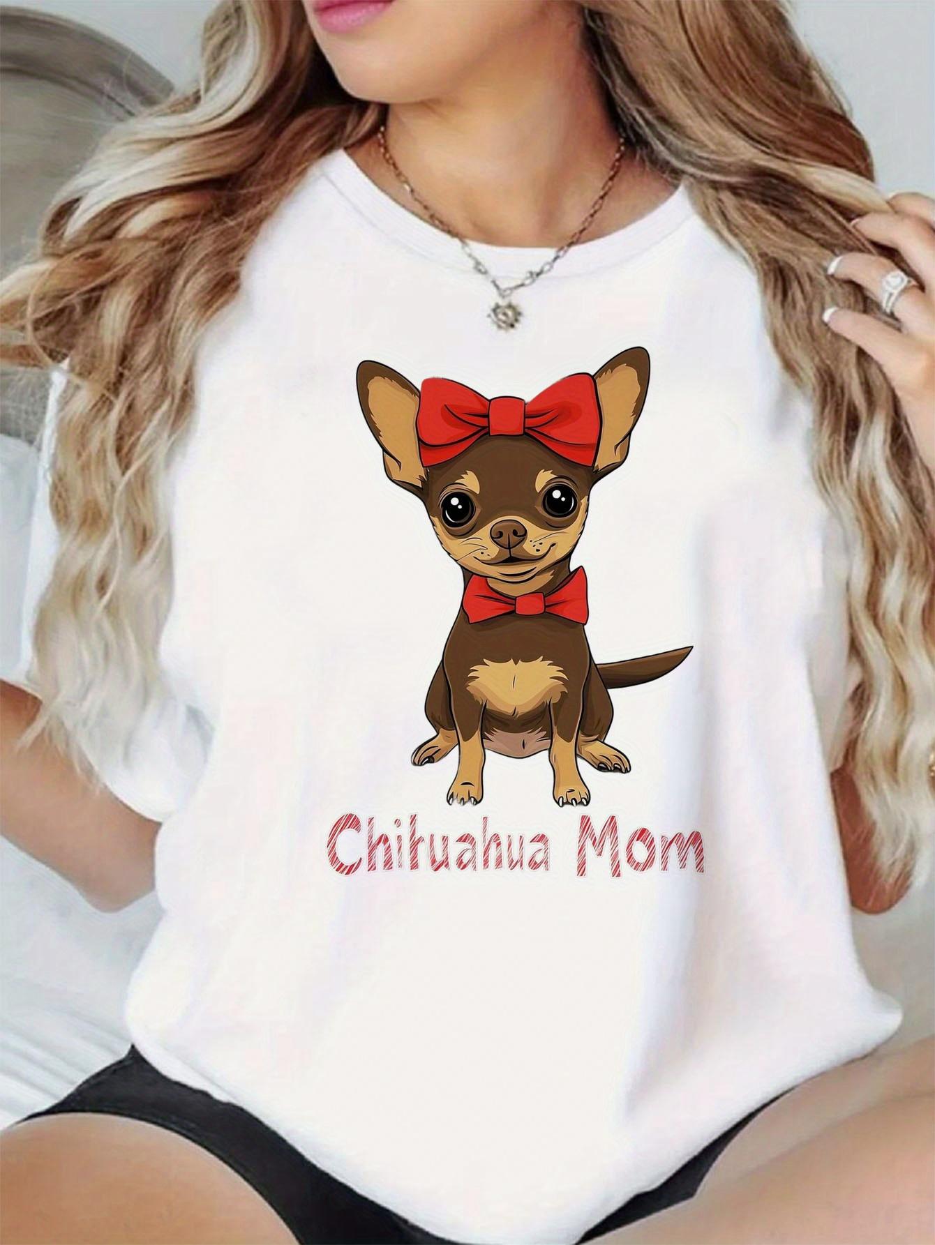 

Chihuahua Dog Print T-Shirt Is Versatile, Easy To Maintain and Comfortable, Ladies Casual All-Season T-Shirt S белый