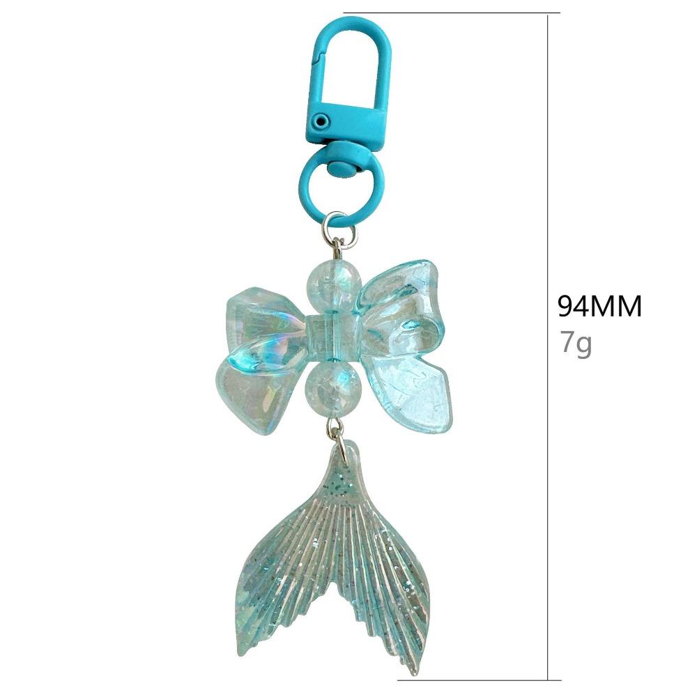 Sweet Cute Staining Colorful Bowknot Glittering Fish Tail Key Chains for Women Mobile Phone Chain Pendant Bag Charm Jewelry Gift