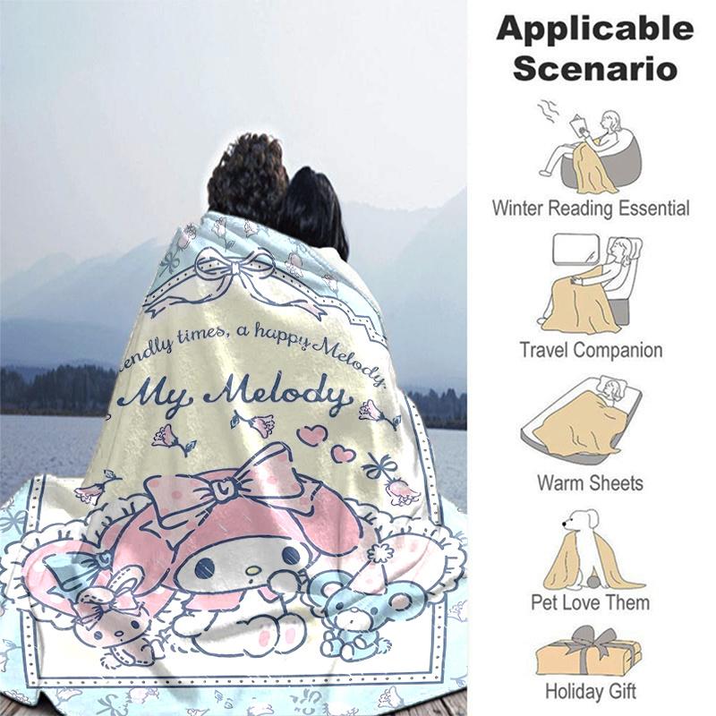 1pc Delightful Adventure My Melody Theme Blanket, Soft Throw for Home Decor, Perfect Gift for Family and Friend, Suitable for All Seasons, Ideal for C