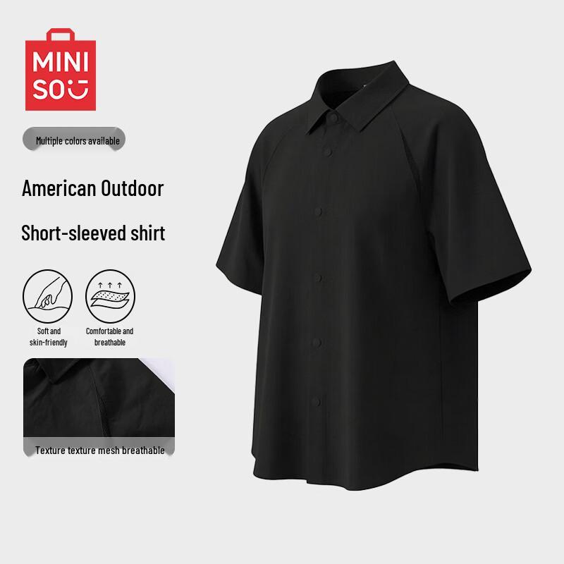 MINISO Men s Breathable Mesh Short Sleeve Casual Shirt L