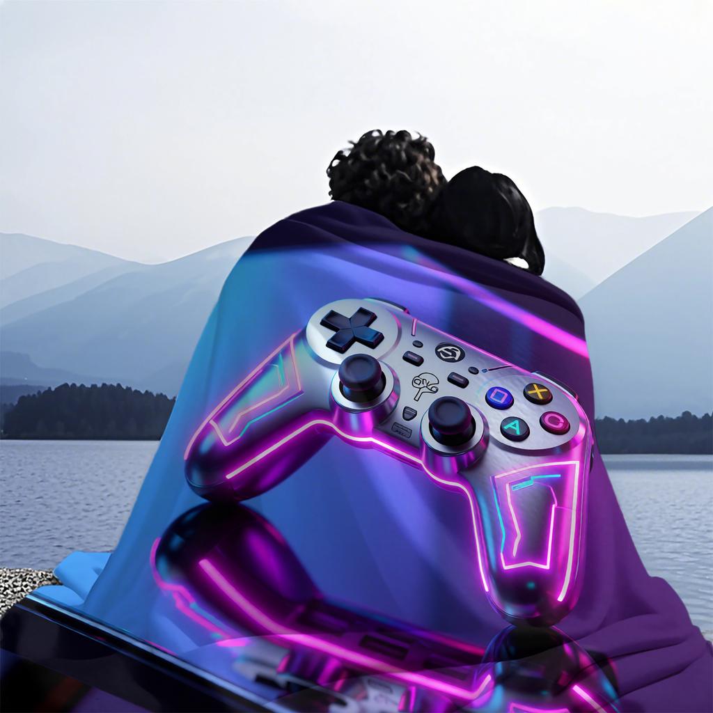 Chic High-end Vibe Game Controller Print Flannel Throw Blanket for Adult Quality Cozy Soft Warm Blanket for Travel Office Home