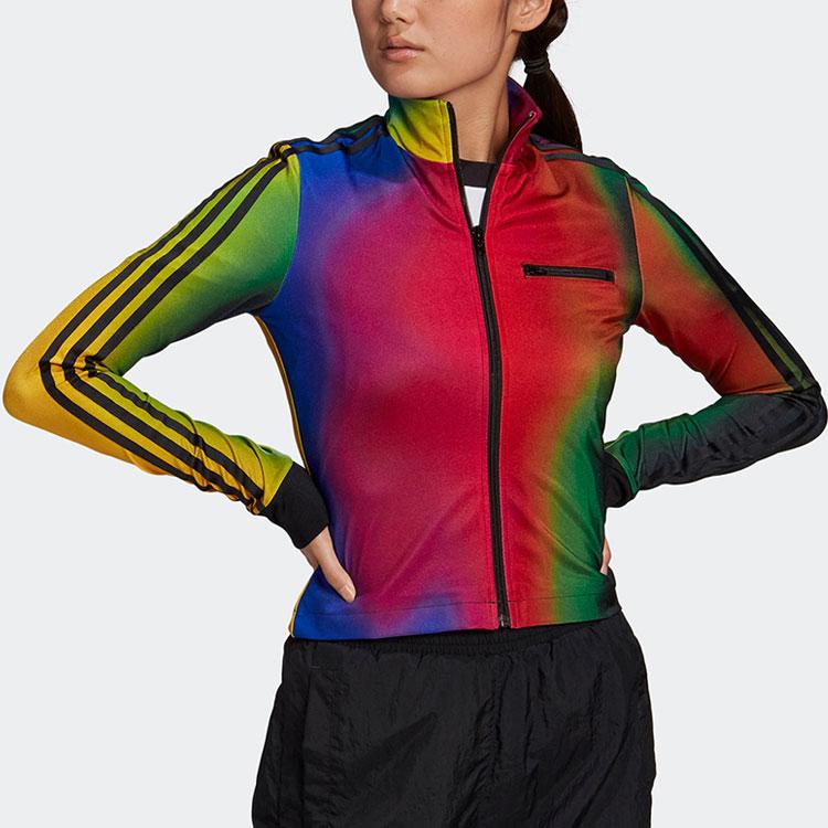 Adidas Originals Gradient Print Sports Casual Fitness Stand Collar Jacket Women Jacket Multicolor GD2496