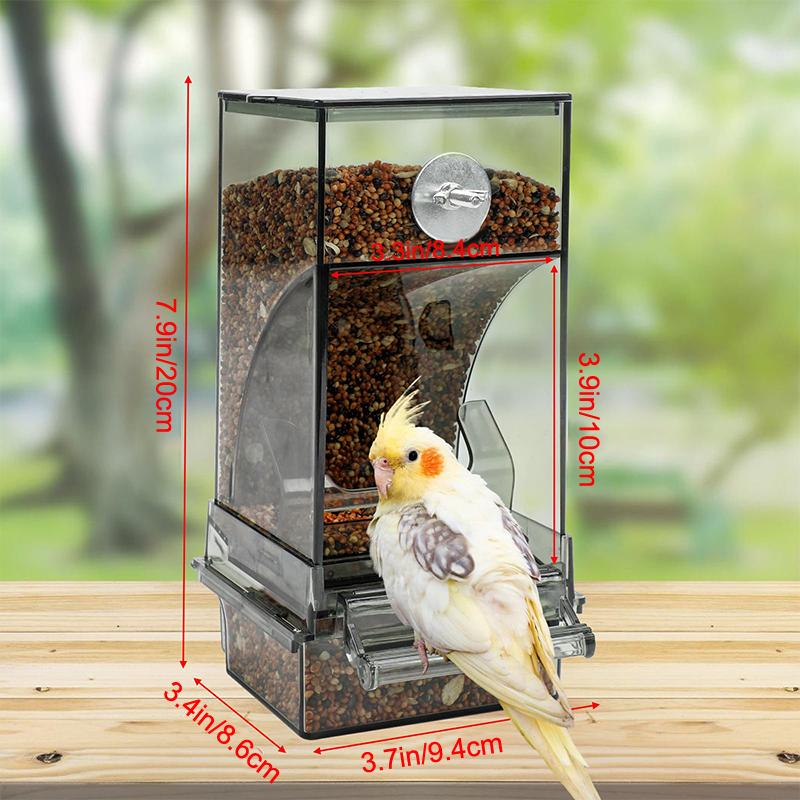 Automatischer Futterspender ohne Kleckern für Käfig, Transparente Acryl-Papageiensamenfutterspender, Futterbehälter für Käfig