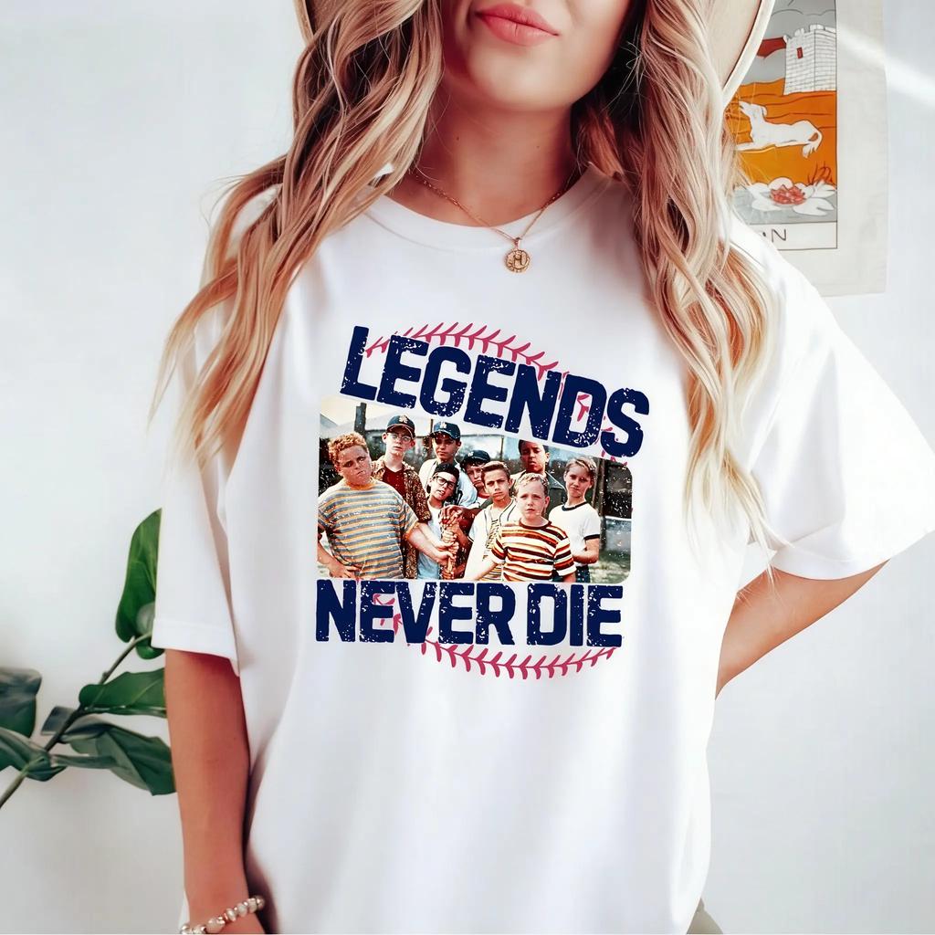 Women's Vintage 1990s Sandlot Legends Vibe Casual Round Neck Tshirt - Soft, Breathable Retro Baseball Top, Comfortable Sports Team Uniform Crew Shirt