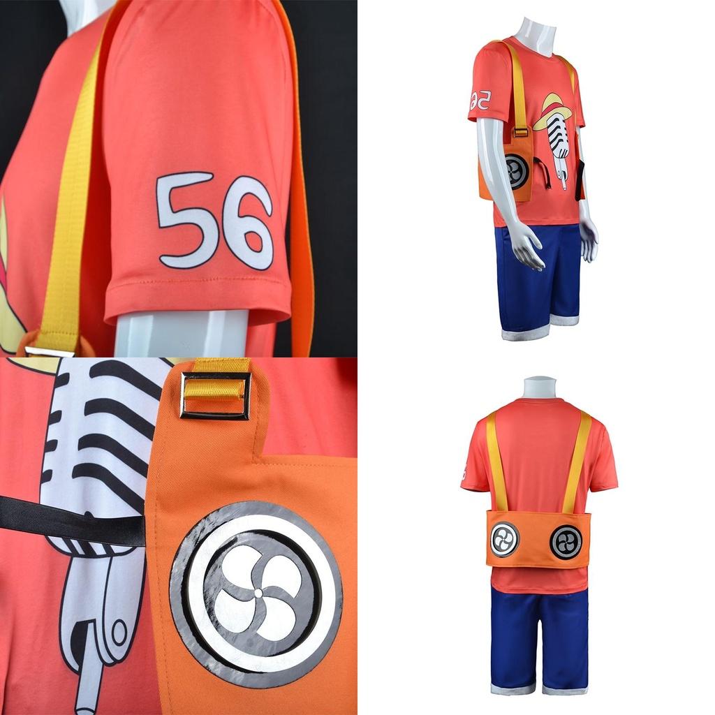 One Piece Film Red-luffy Cosplay Costume Set For Kids And Adults