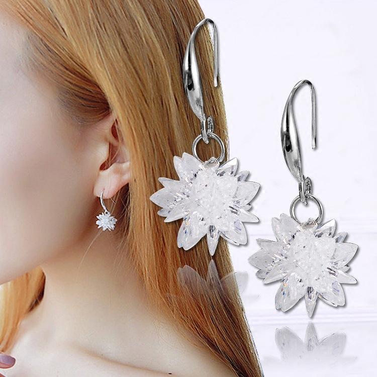 Europe 925 Silver Lucky Glowing Crystals from Austrian Earrings With Charm for Women Wedding Jewelry