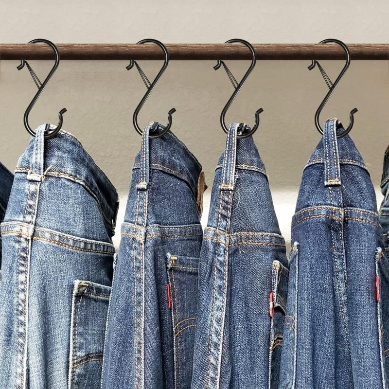 Heavy Duty Metal S Hooks with Safety Buckle,Hanging hooks,S Shaped Hooks Pot Rack Closet Hooks for Hanging