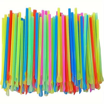 500pcs Neon-colored Disposable Plastic Straws (reusable) 7.87*0.24 Inches, Coffee Straws, Kitchenware Stirring Straws, Suitable for Use In Hotels