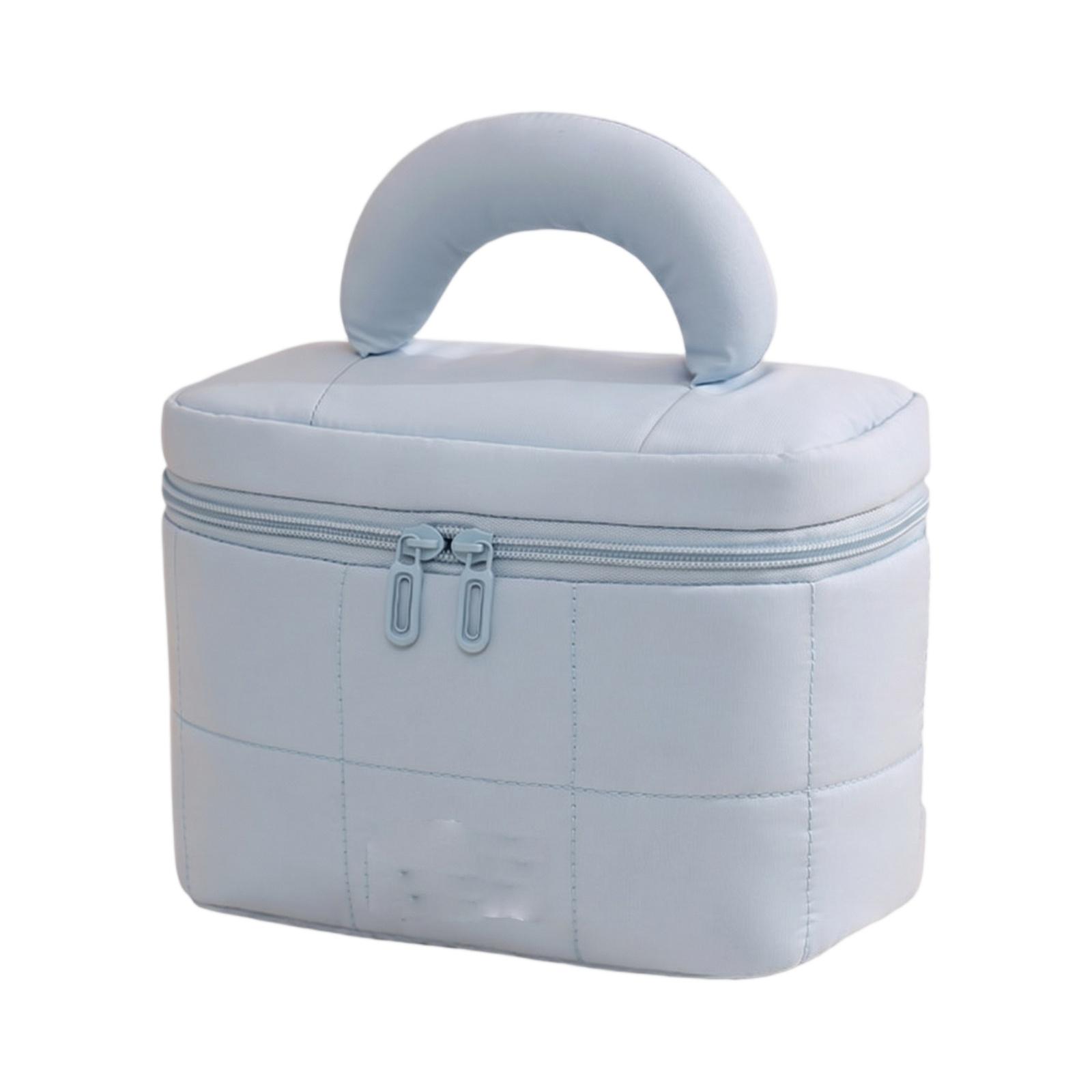 

Large Capacity Cosmetic Bag Portable Makeup Organizer Storage Case with Handle for Travel Toiletry Storage and Cosmetics one size синий