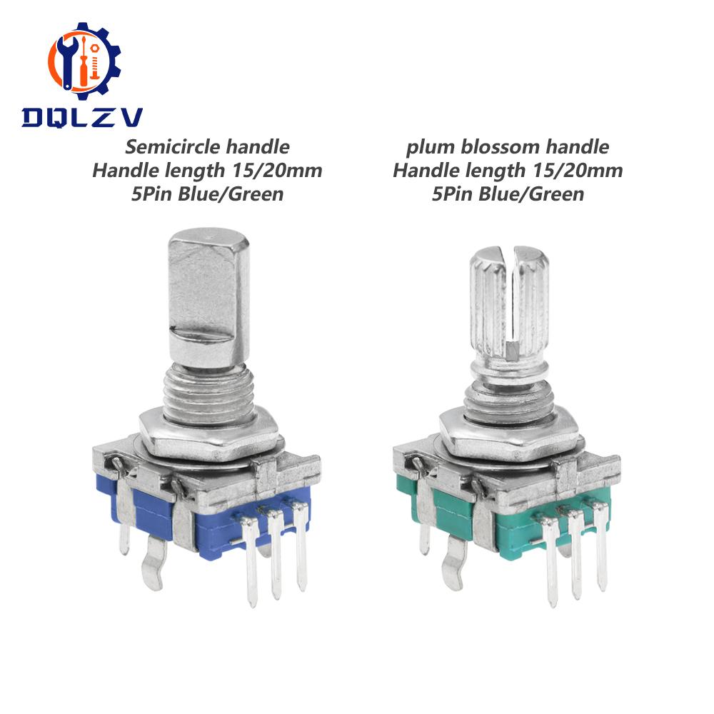 360 Degree Rotary Encoder EC11 With Push Button 5Pin 20 Positions 20 Pulse Code Switch Handle 15/20MM Digital Potentiometer