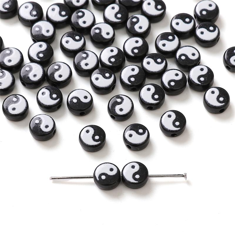 5Pcs Acrylic Taiji Bead For DIY Necklace Bracelet Earrings Jewelry Making Craft Accessories