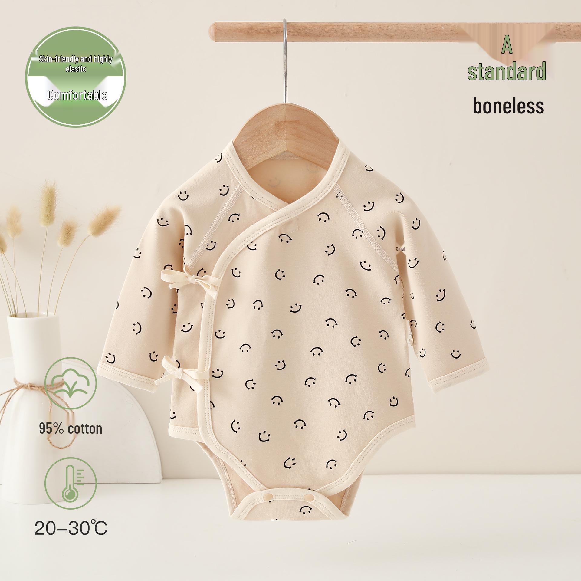 

Pure Cotton Baby Romper: Spring & Autumn Long-Sleeved Boneless Jumpsuit 73cm