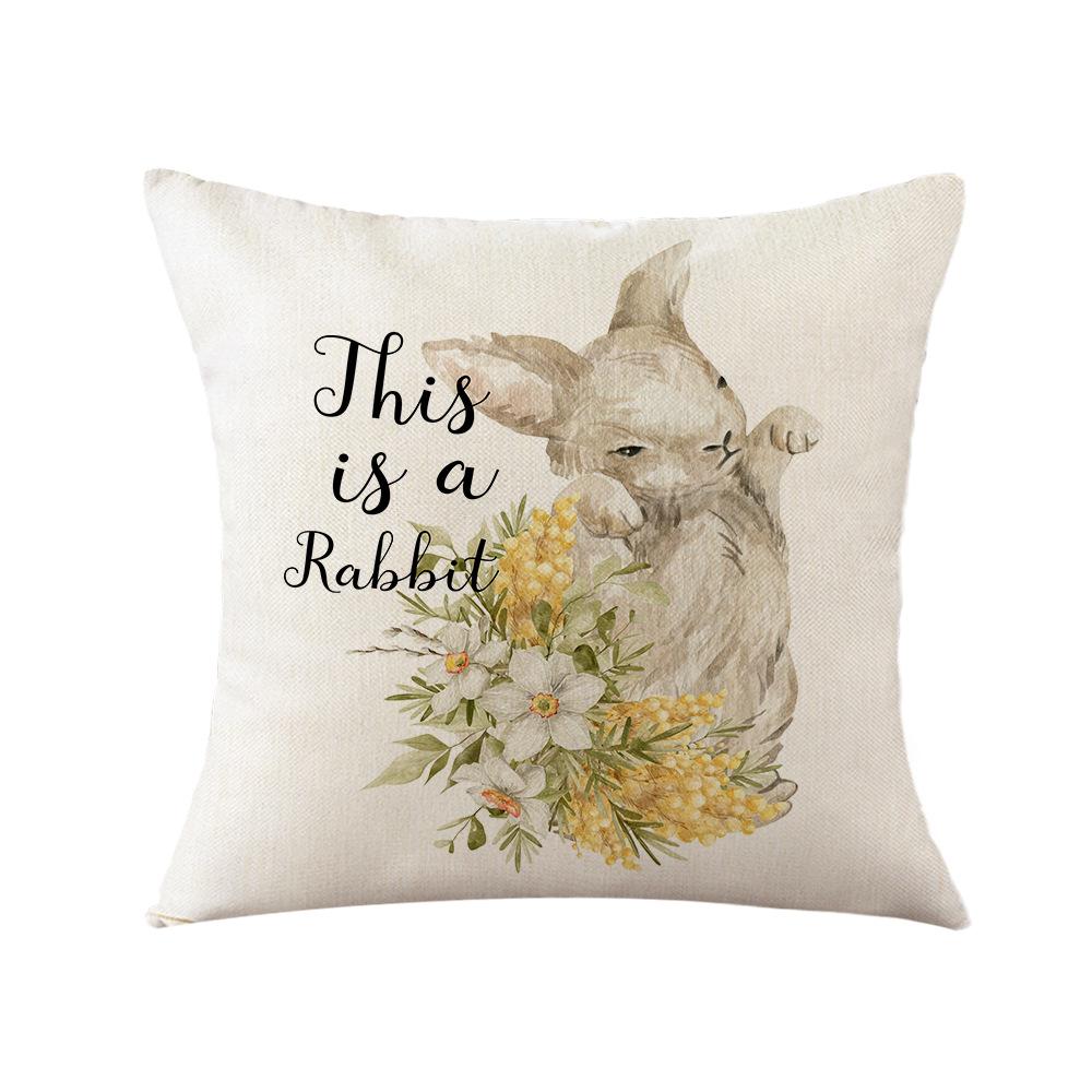 Easter Pillow New Cartoon Rabbit Print Pillow Cover Sofa Cushion Cover Home Living Room Pillow Cover