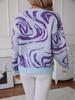 Women S Knitted Pullover Sweater Round Neck Loose Fit Colorful Pattern Spring