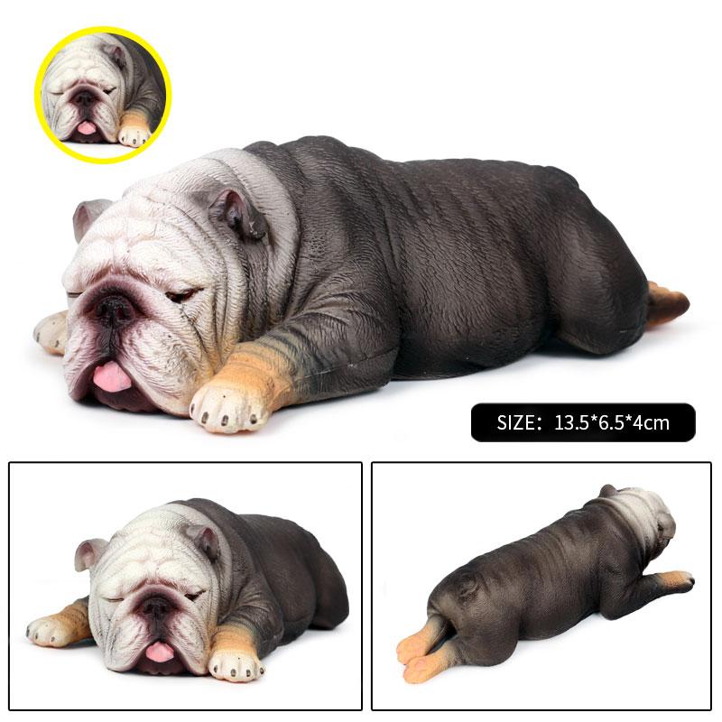 Oenux Lovely French Bulldog Animals Cute Puppy Sleep Lazy Dog Action Figures Model Figurine PVC Home Decoration Education Toy