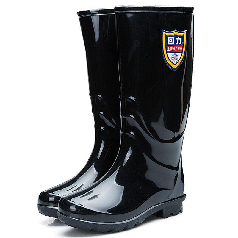 Labor Insurance Round Head Black 807 Men's Pull-back Rain Shoes, Tall Pvc Non-slip Beef Tendon Sole Pull-back Rain Boots