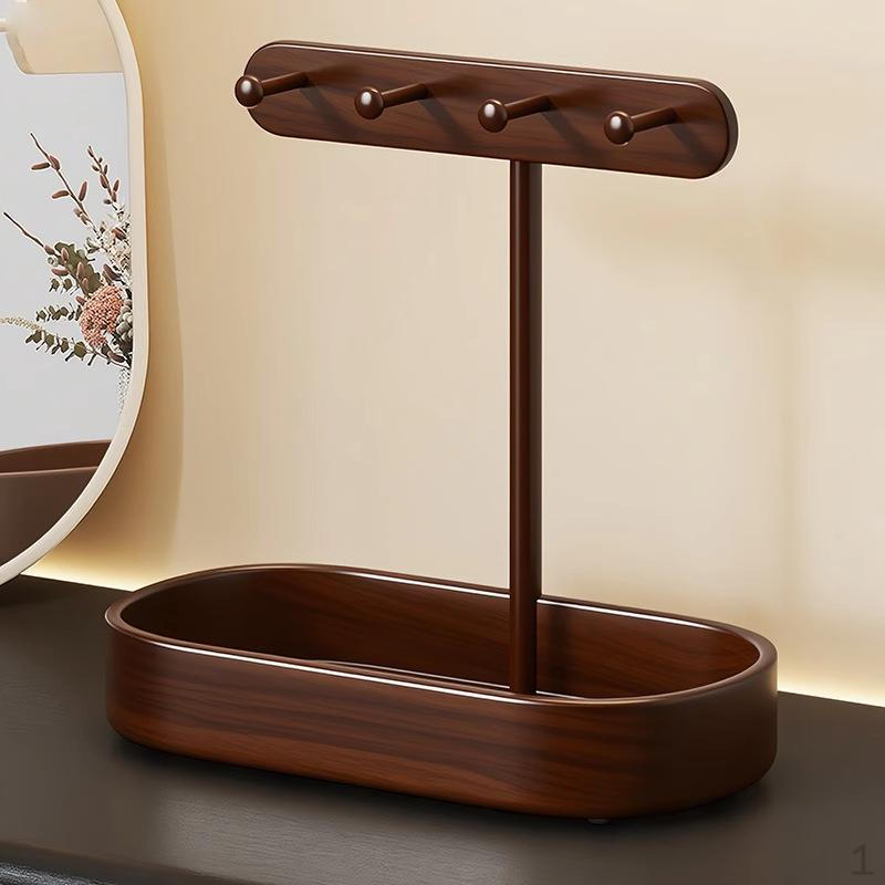 Metal desktop entryway organizer with storage tray and key hooks standard Wavy