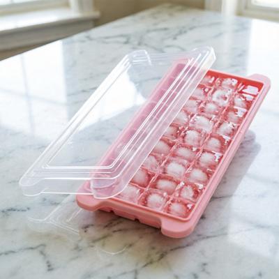 Stampo per Cubetti di Ghiaccio in Silicone con Coperchio 24/36 Scomparti Stampo per Alimenti per Congelatore Rilascio Facile Anti-Perdite Impilabile Accessori per Bar Festa