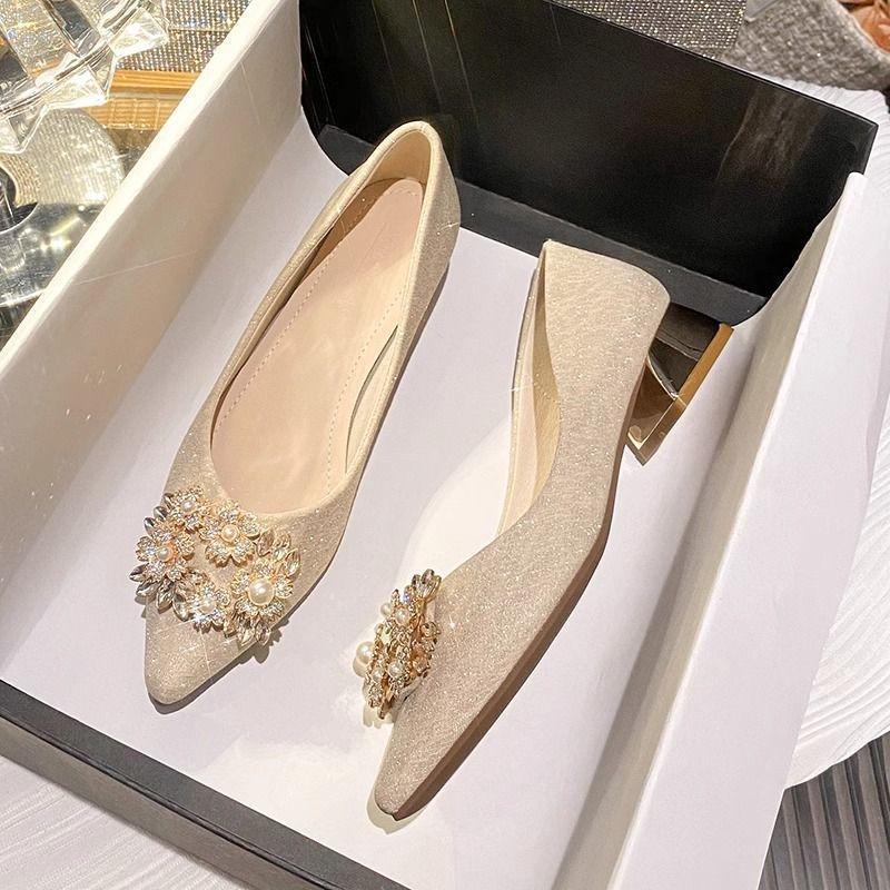 French Thick Heel Single Shoes Women's High Sense Is Not Tired Feet Two Wear Wedding Shoes Women's Fashion Women's Single Shoes 2025 Spring and Summer