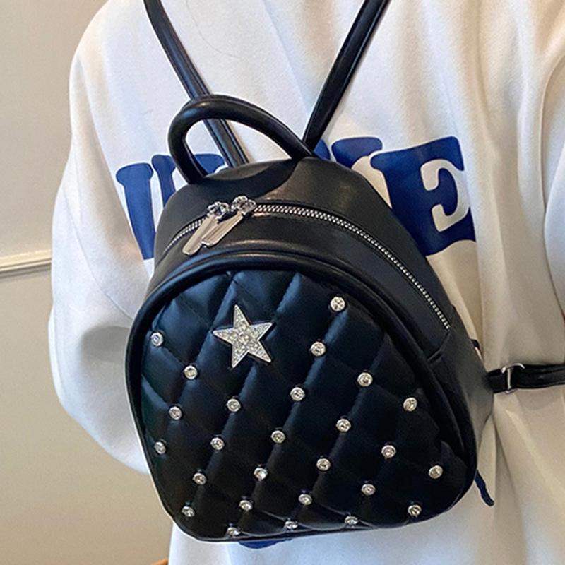 Korean Version of Fashion Rhombus Chain Bag Women's 2025 New Fashion Literary Style Small Backpack Simple Handbag