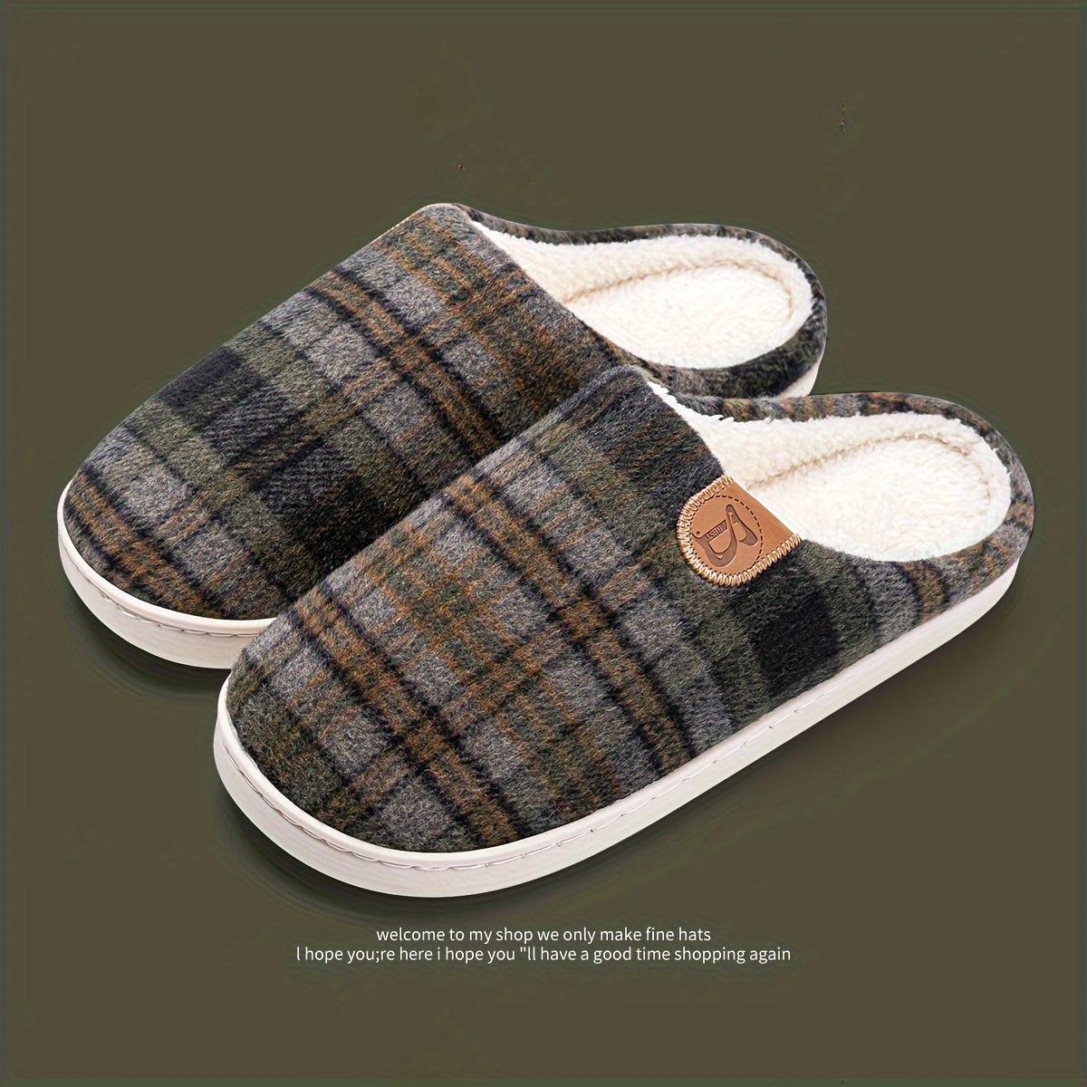 

Мягкие Теплые Винтажные Клетчатые Флисовые Тапочки для Мужчин и Женщин, Минималистичные Однотонные с Алфавитным Узором, Слипоны с Круглым Носком для Осени, Весны, Зимы 46-47