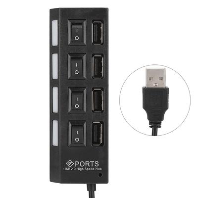 Multiport USB 2.0 HUB 4 Ports High Speed USB Splitter Adapter für PC Desktop Laptop4 Ports Schwarz