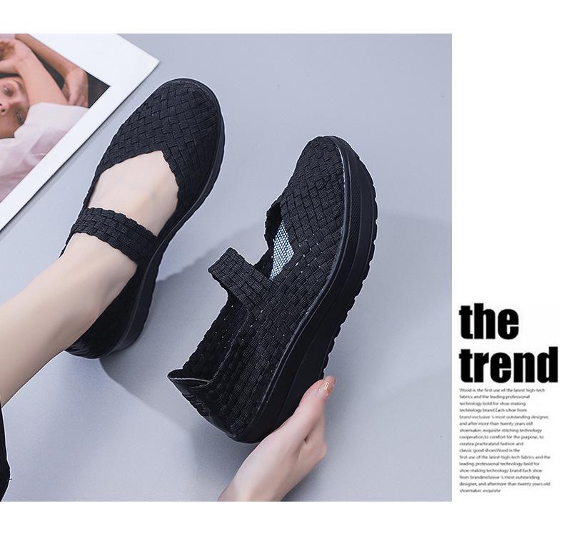 2022 Summer Women's Breathable Elastic Band Hand-Woven Casual Sports Flats