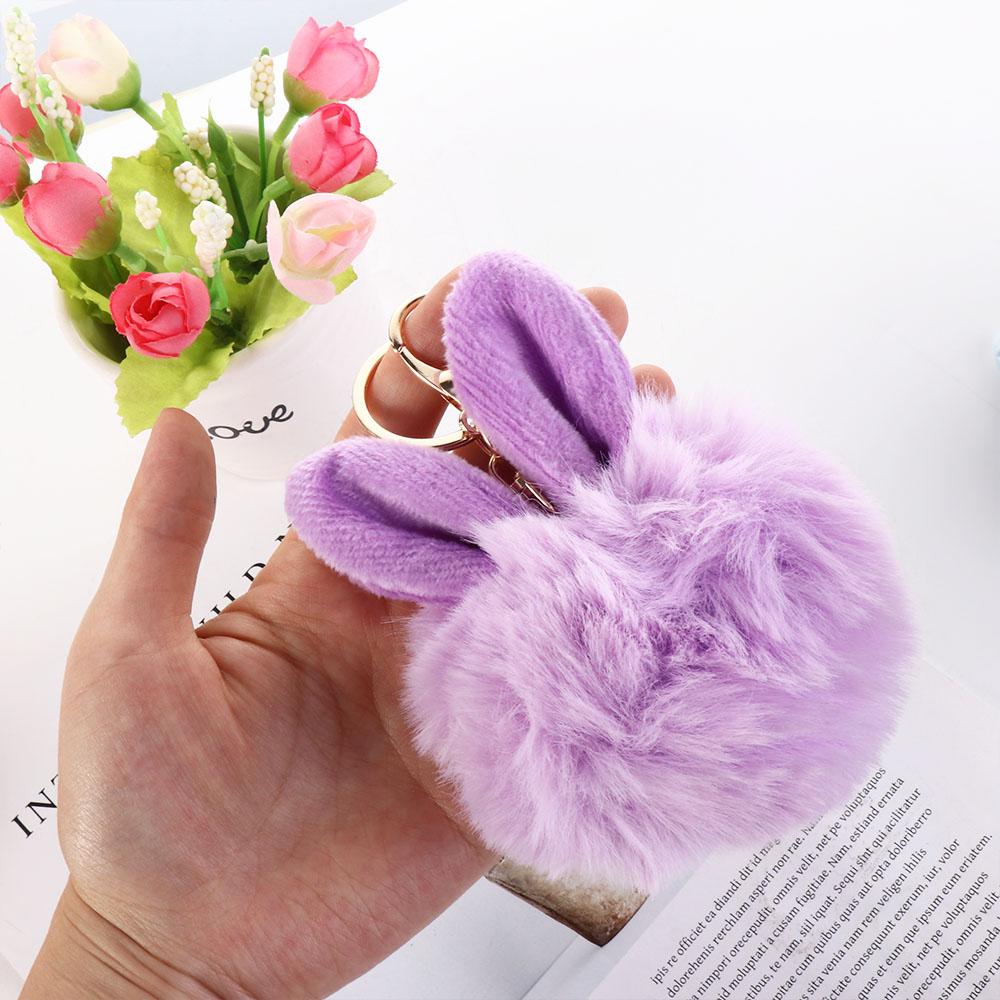 Woman Bag Charms Car Pendant Cute Bag Pendant Bunny Keychain Fur Ball Key Ring Pom Pom Key Chain