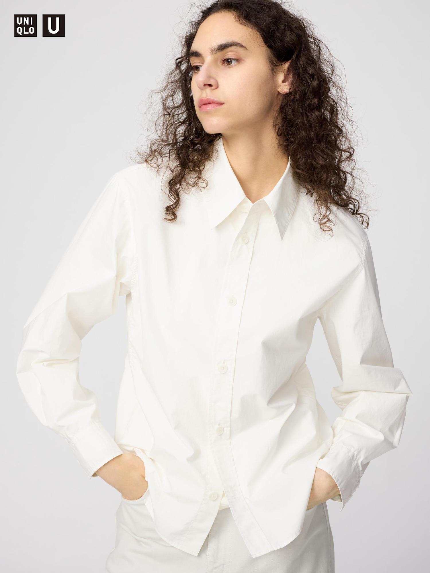 

Рубашка Uniqlo из хлопка с длинным рукавом 01 OFF WHITE/WOMEN XS