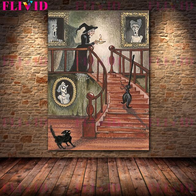 Salem Stan Autumn Witch's Party Art Decoration Oil Painting Witch's House Ghost Retro