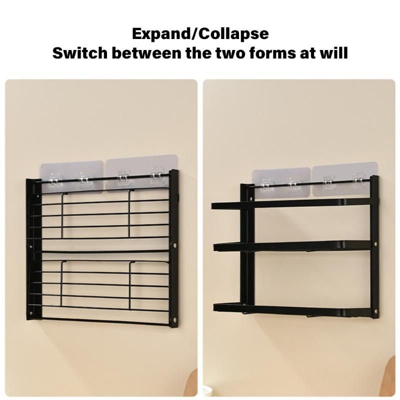Foldable Over The Door Spices Shelf Large Capacity Rustproof Metal Storage for Small Kitchens
