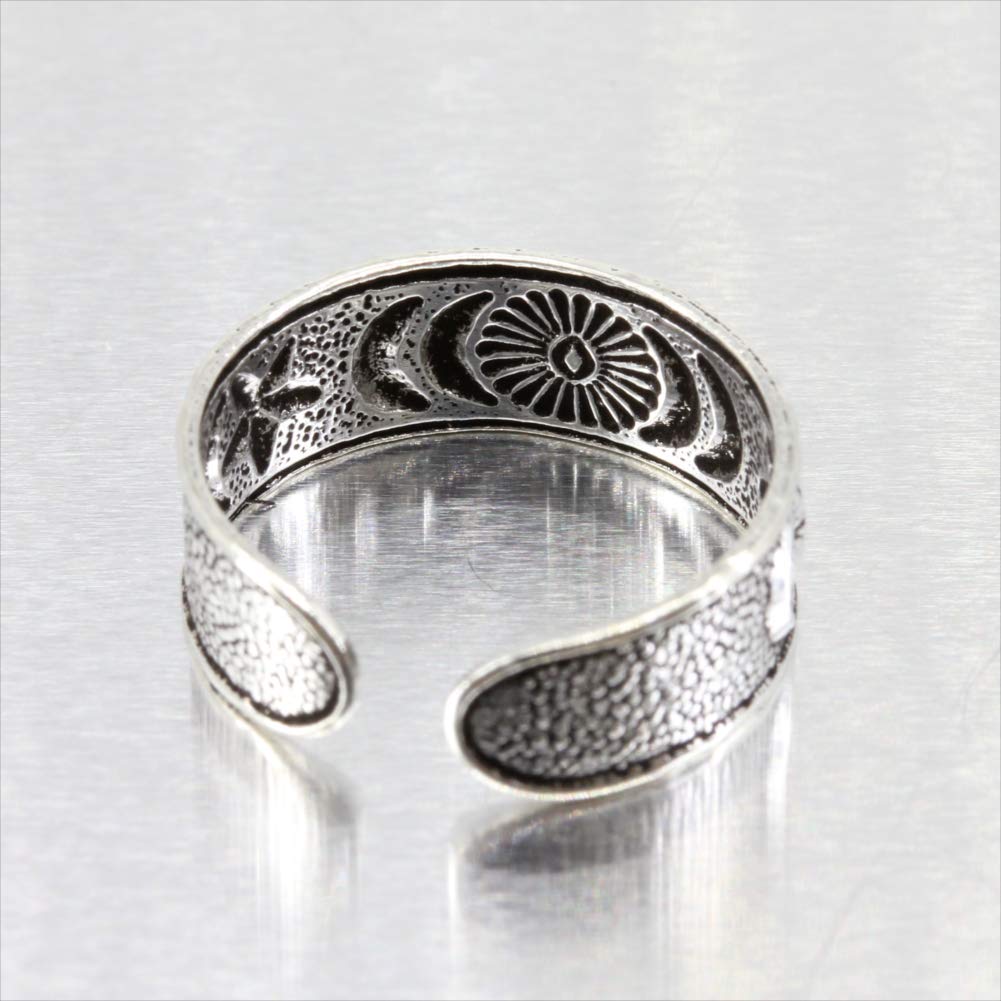 Orris Toe Ring, 925 Sterling Silver, Adjustable Size, Simple Design, Men's (Celestial Body)