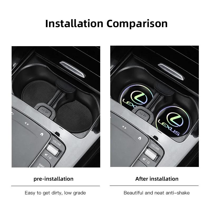 WQB1 2Pcs Car Water Cup Mat Auto Interior Storage Pad Accessories For Lexus F SPORT ES RX NX LS UX LM LX GX LC RZ IS CT GS RC HS LBX