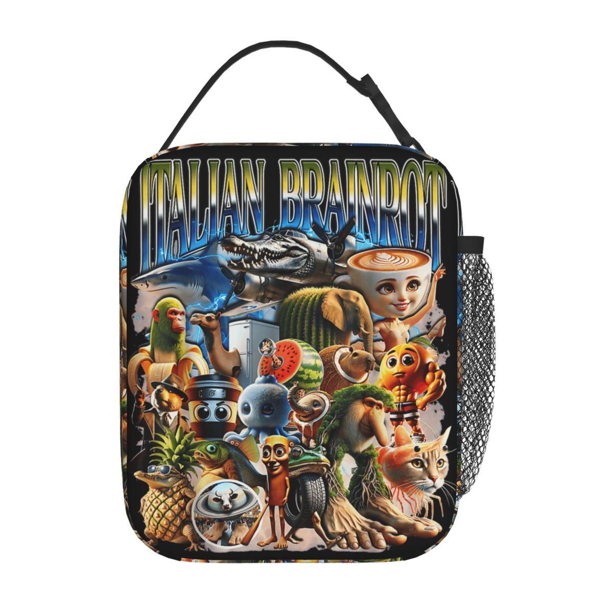 Grappige Italiaanse Brainrot Memes Compilatie Lunchtas School Lunchbox Voor Mannen Grappige Print Tote Voedselzakken Oxford Koeltas One Size