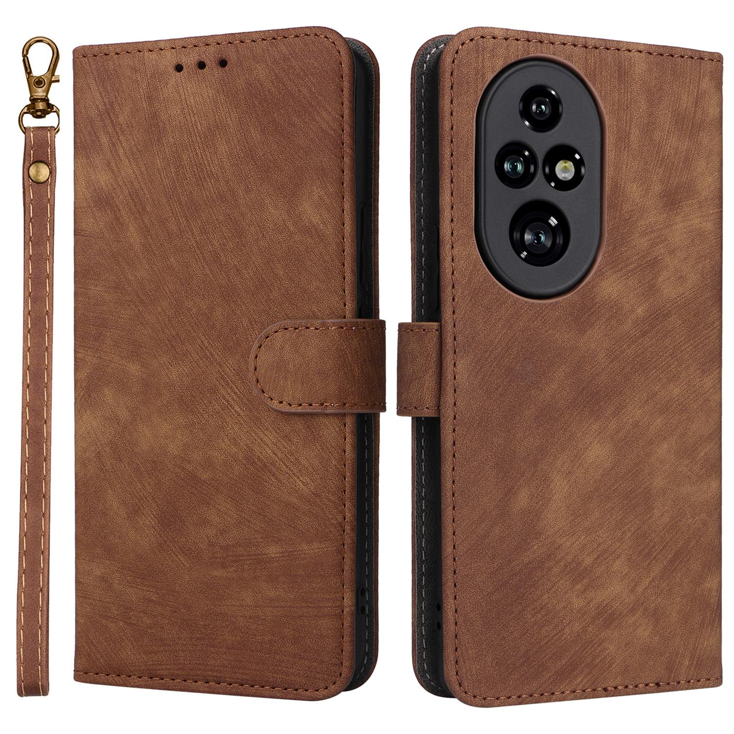 

For Honor 200 Pro 5G Case Leather RFID Blocking Card Slot Folio Phone Cover Brown