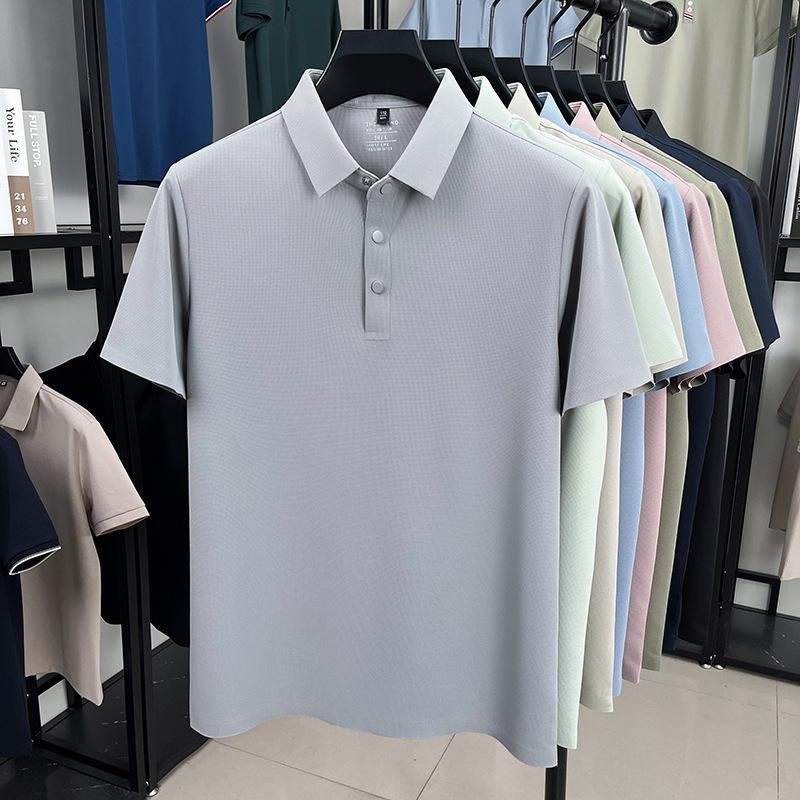 Summer Men's Short Sleeve T-Shirt Lapel Collar Polo Shirt Middle-Aged & Young Casual Versatile Top