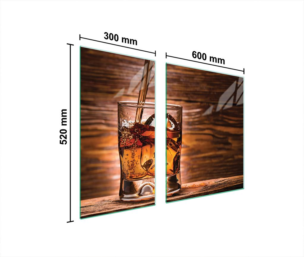 SZKLANA PŁYTA OCHRONNA NA KUCHENKĘ 90x52 WHISKY