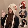 1PC Handmade Red Hat Handmade Braid Warm Tassel Trendy Knit Soft Wool Fashionable