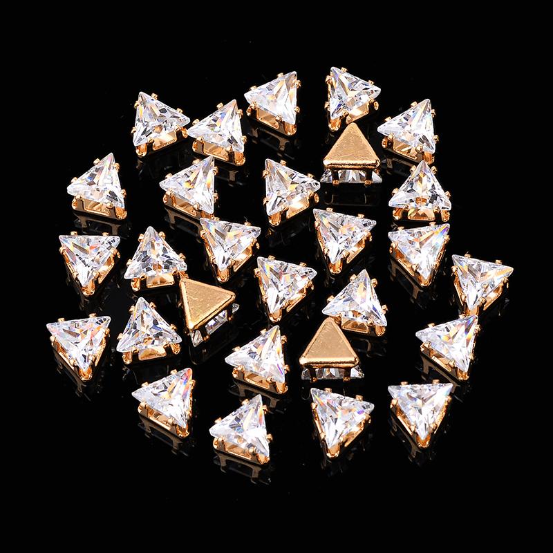 Flatback Zircon Rhinestones Cubic Zirconia teardrop base Claws Sew On  clear  Zircon For Rings Earrings DIY Clothing Accessorie