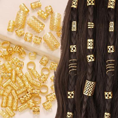 90 PCS Gold Dreadlock Locs Hair Accessories for Braid Hair Jewelry for Braids Hair Rings for Women and Girls Adjustable Cuffs