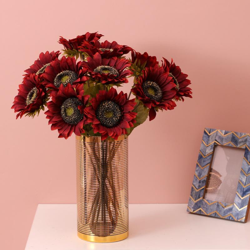 Sunflower Simulation Bouquet Autumn Color Retro Wedding Bride Fake Flower Wedding Shooting Prop Flower