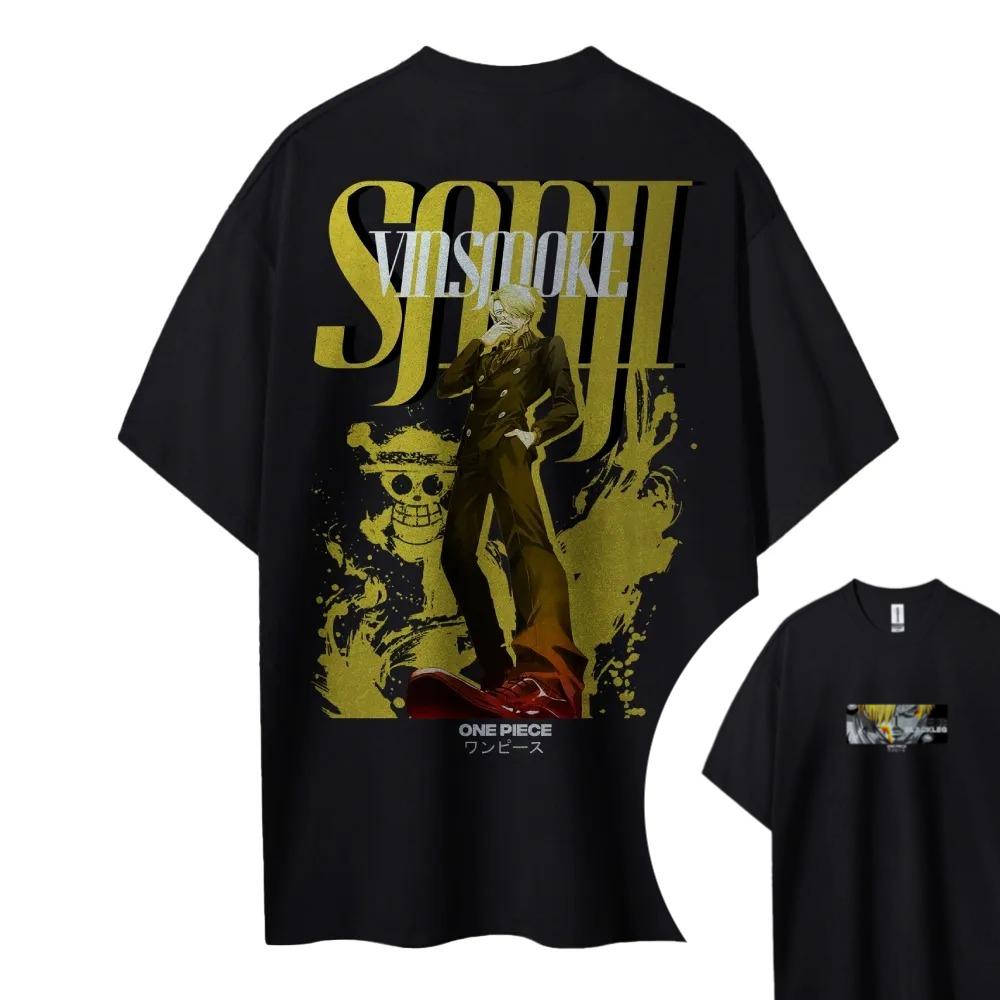 ONE PIECE Горячая Анимация Тренд Короткий Рукав Мужская Мода Тренд Бренд Уличный Свободный Пара Одежда Удобная Свободная 4XL