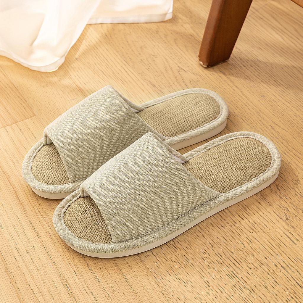 Linen Slippers for Women, Suitable for Home Use, Indoor Living, Anti Slip, Silent, Sweat Absorbing,, Couple, Cotton and Linen Cool Slippers for Men