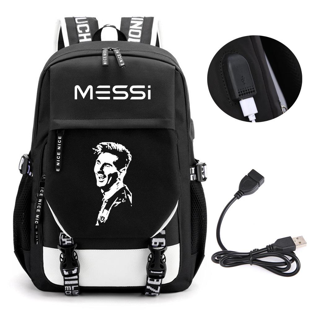 Football Star Peripheral Backpack Fashion Teen Usb Backpack Campus Student School Bag