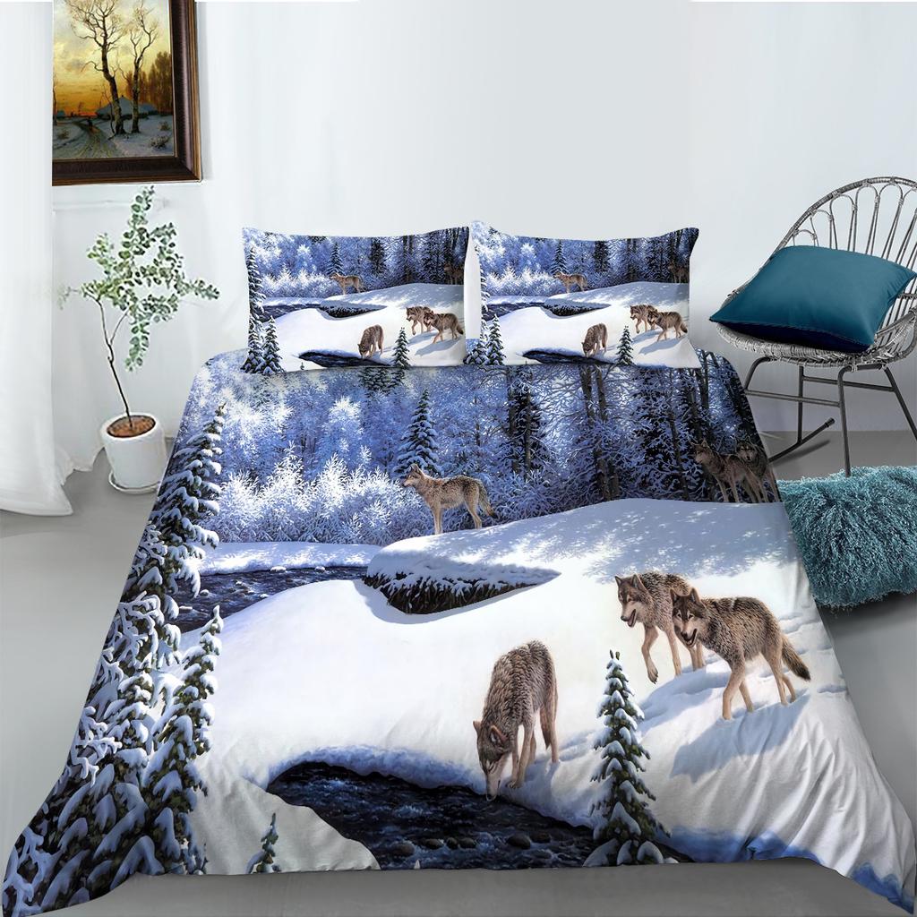 Etc Creative Wolf Series Digital Printing Bedding Two Or Three Piece Set Polyester