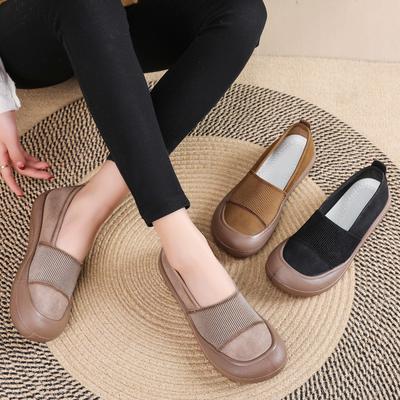 2025 Spring New Casual Retro Flat Women's Single Shoes Light and Comfortable Mother Shoes Lazy One-pedal Big Head Shoes