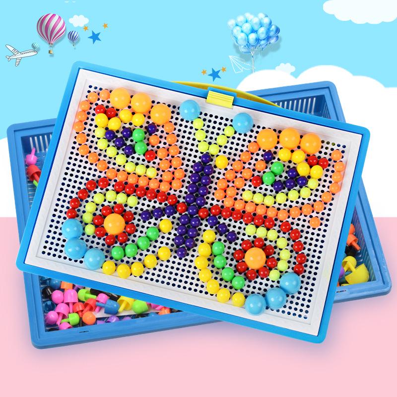 Children s Mushroom Pegs Puzzle: DIY Bead Building Blocks for Ages 3-7