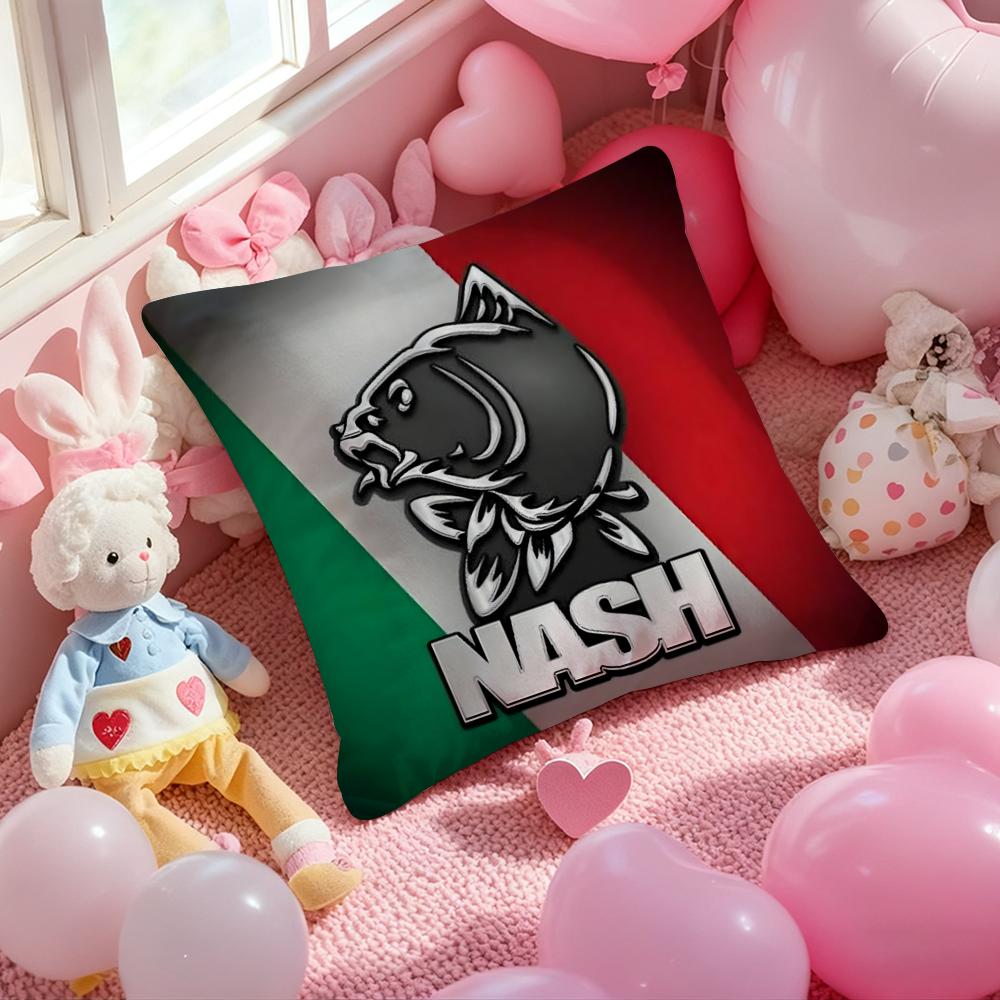 Nash Fishing logo Pillow Case Soft Plush Fabric Double-Sided Printed Cushion Cover Warm Winter Sofa Pillow Case